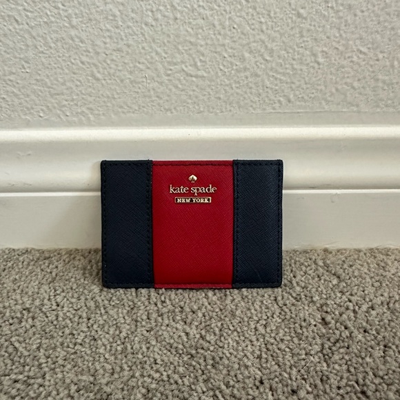 Kate Spade Cameron Street Racing Stripe Card Holder Wallet Blue / Red - Picture 5 of 5